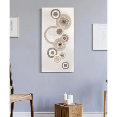 OBRAZ NA PŁÓTNIE CIRCLY Z WSTAWKAMI -A- 50X3,2X100 cm